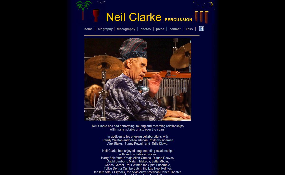Neil Clarke website - percussion