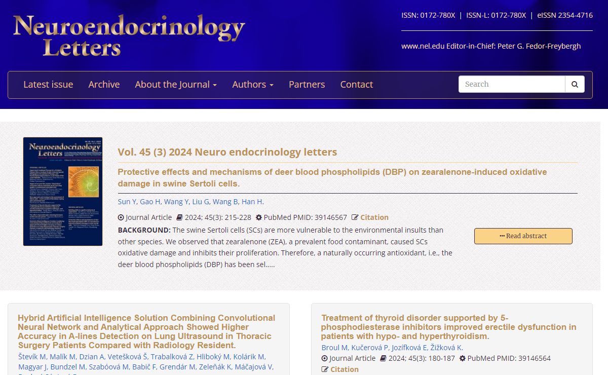 Neuro Enocrinology Letters - issue Vol.45(3) 2024 - NeL.edu