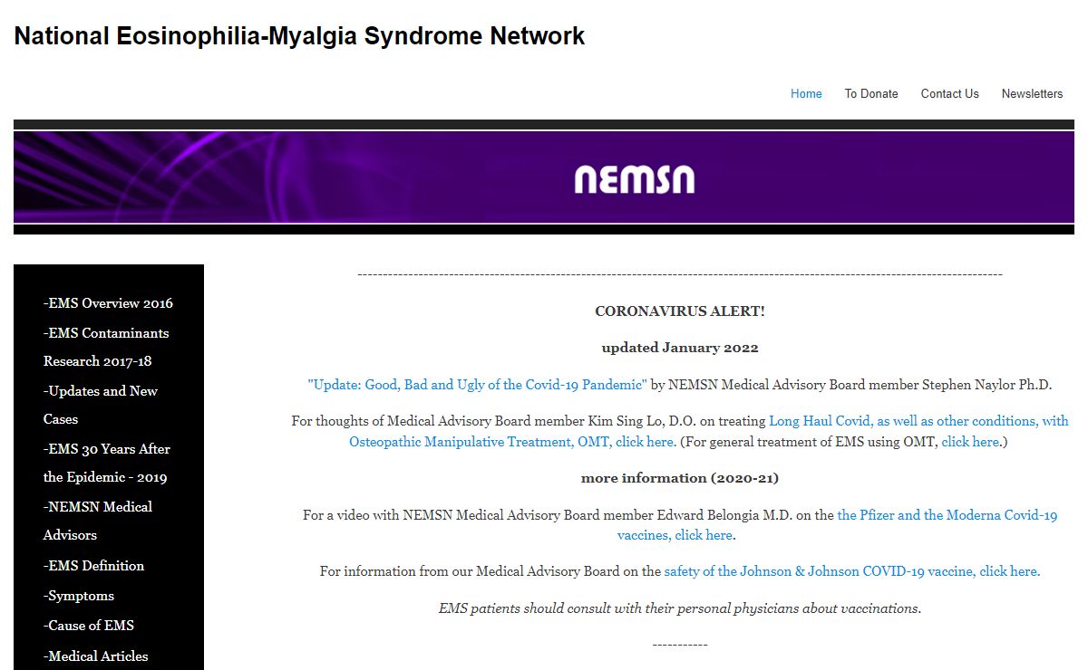 home | National Eosinophilia-Myalgia Syndrome Network