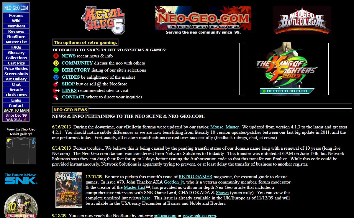 Neo-Geo.com: A Mecca for retro gamers. "Come for the games, stay for teh drama!"
