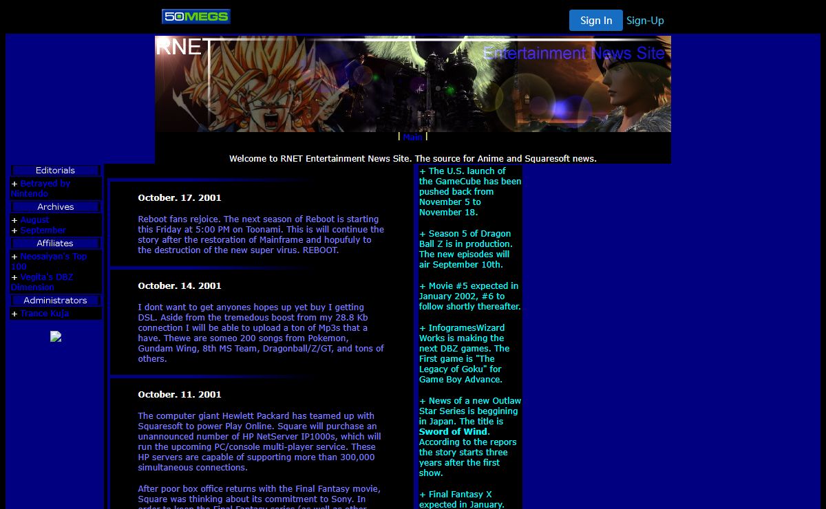 RNET Entertainment News Site - Where Chocobo's run free and the World is Square"
