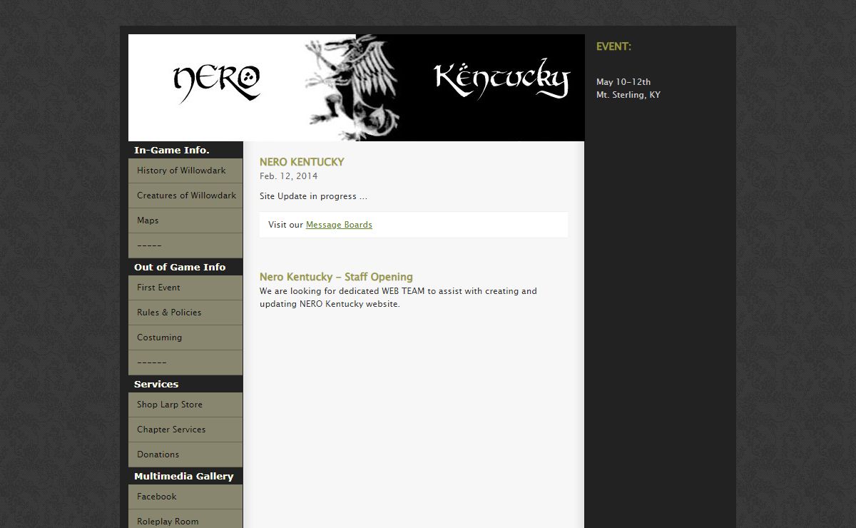 NERO KENTUCKY - Kentucy Live Action Role Playing Group LARP