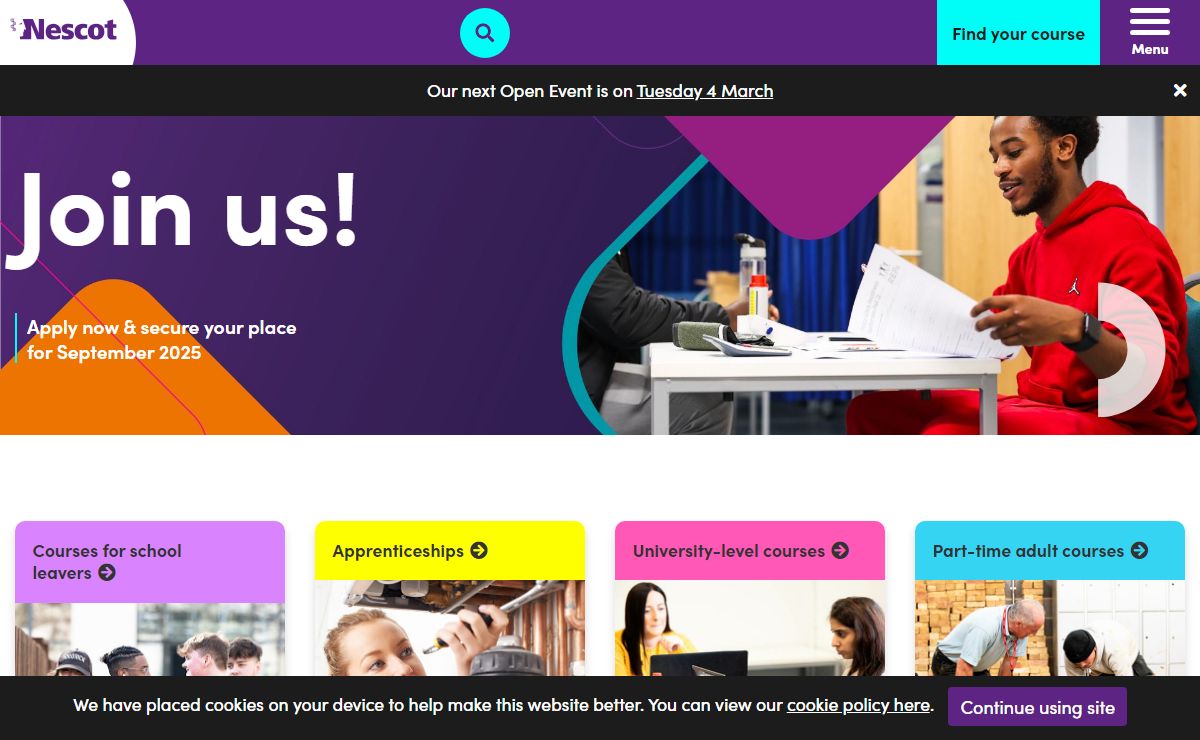 Nescot College Surrey. College of Further and Higher Education | Nescot