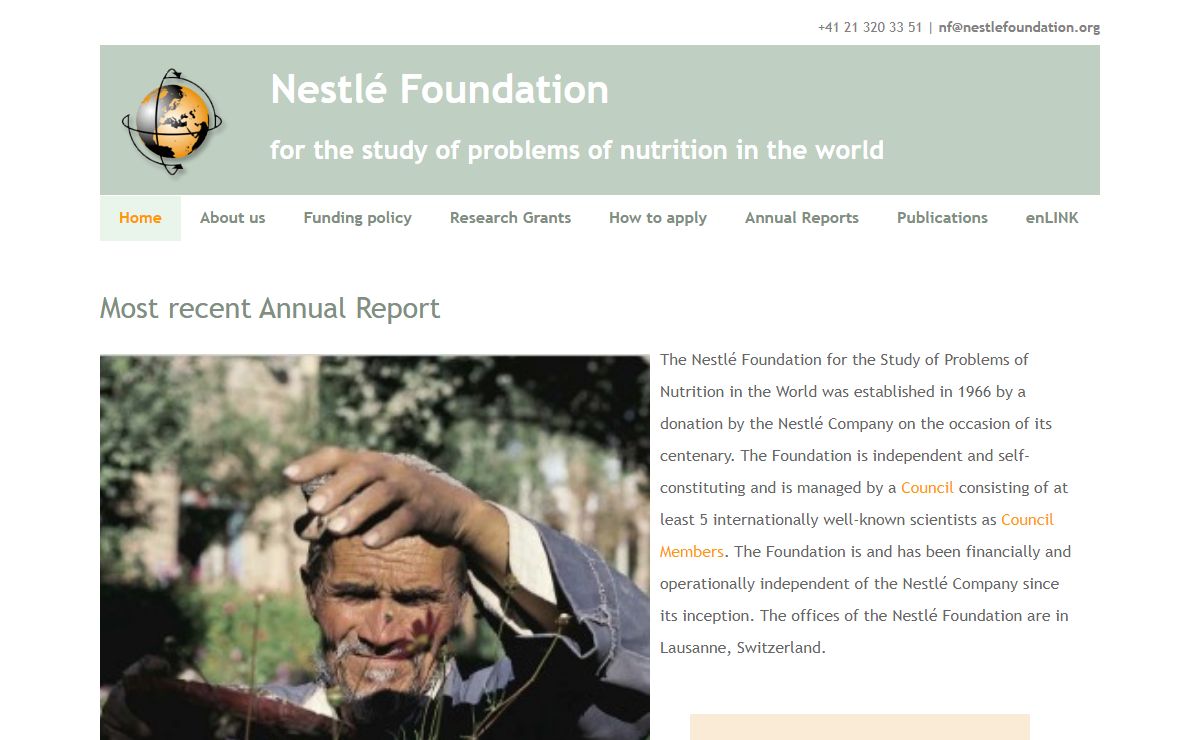The Nestlé Foundation for the Study of Problems of Nutrition in the World