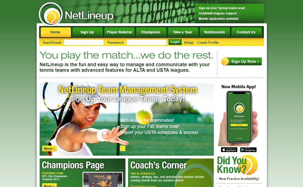 NetLineup - Manage and Organize your Tennis League Teams - USTA, ALTA, etc.