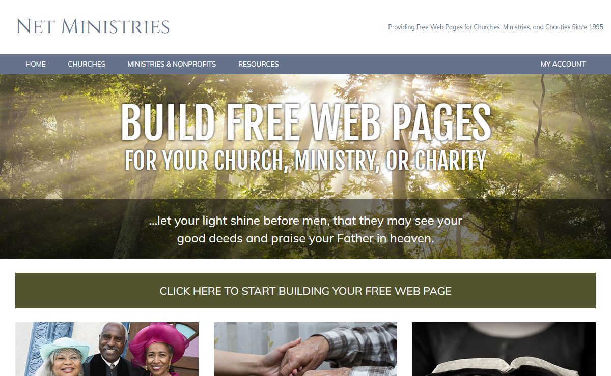 Free Web Pages for Churches, Ministries, and Charities by Net Ministries