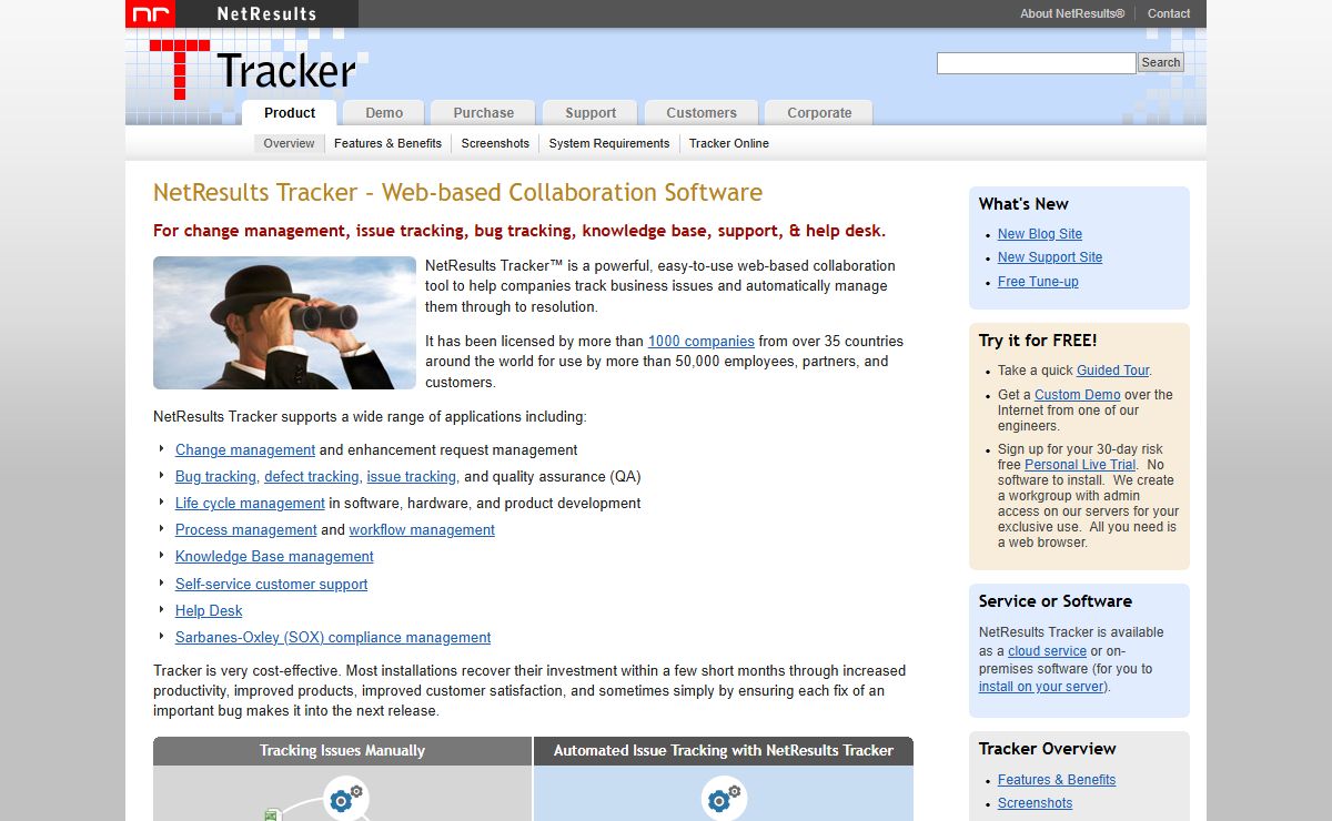 NetResults Tracker: Web-based Collaboration Software for Bug Tracking, Issue Tracking, Change Management, Knowledge Base, Automated Support Portal, and Help Desk