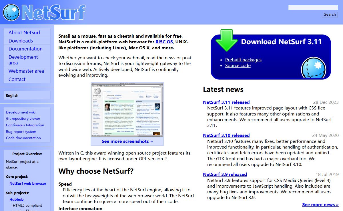 NetSurf Web Browser