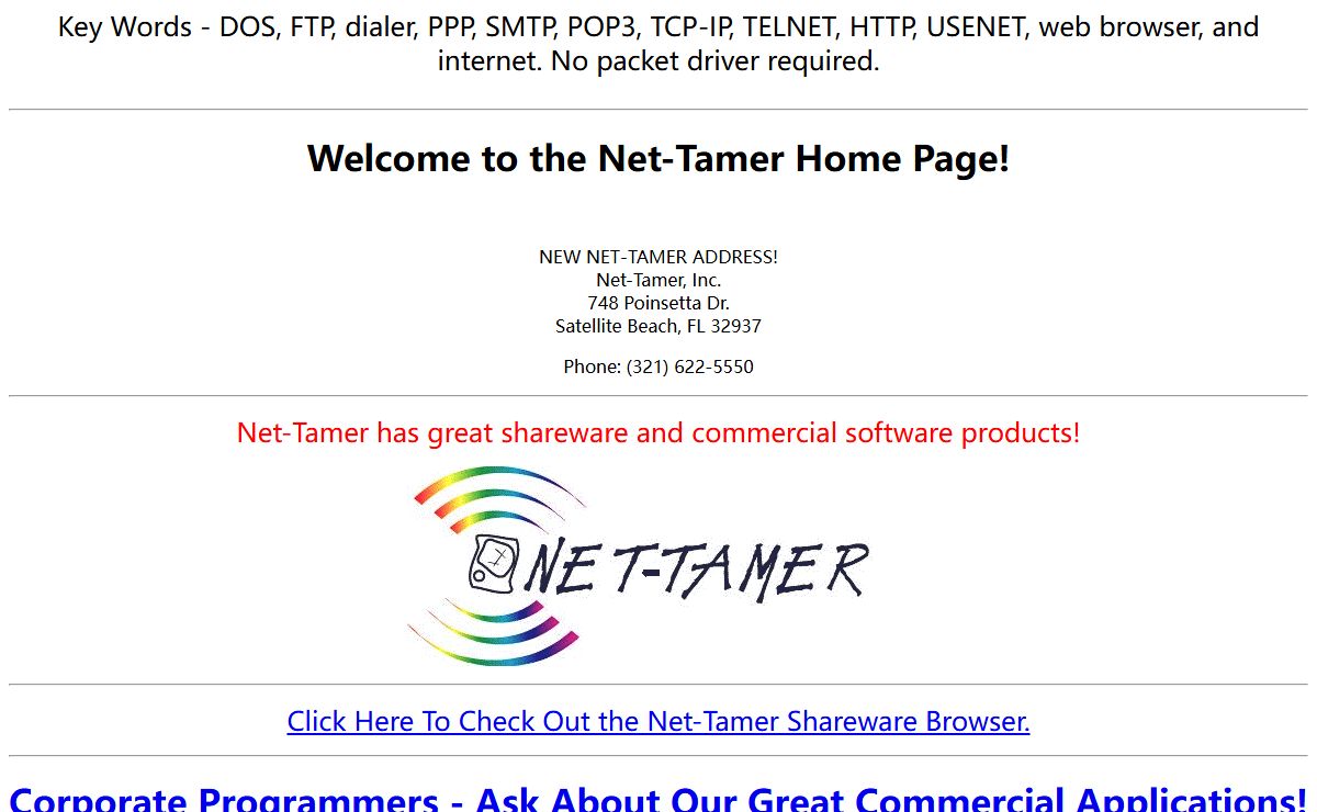 Net-Tamer, Inc. DOS Internet Specialists.