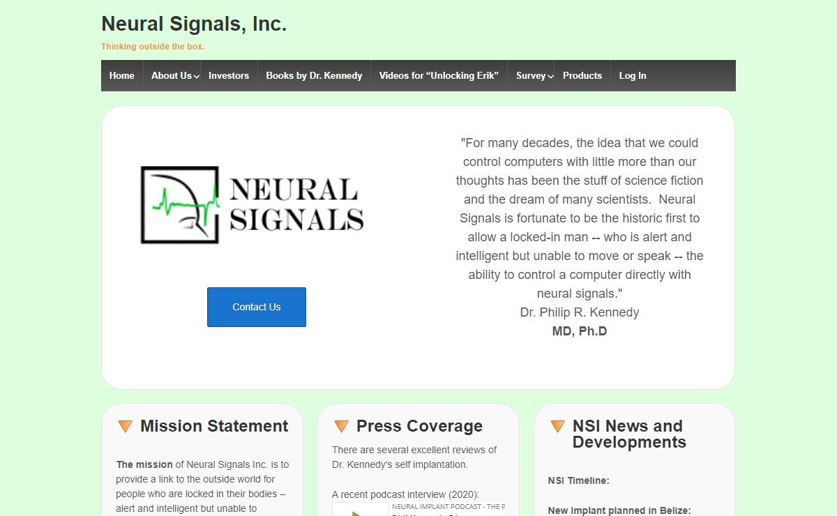 Neural Signals, Inc. – Thinking outside the box.