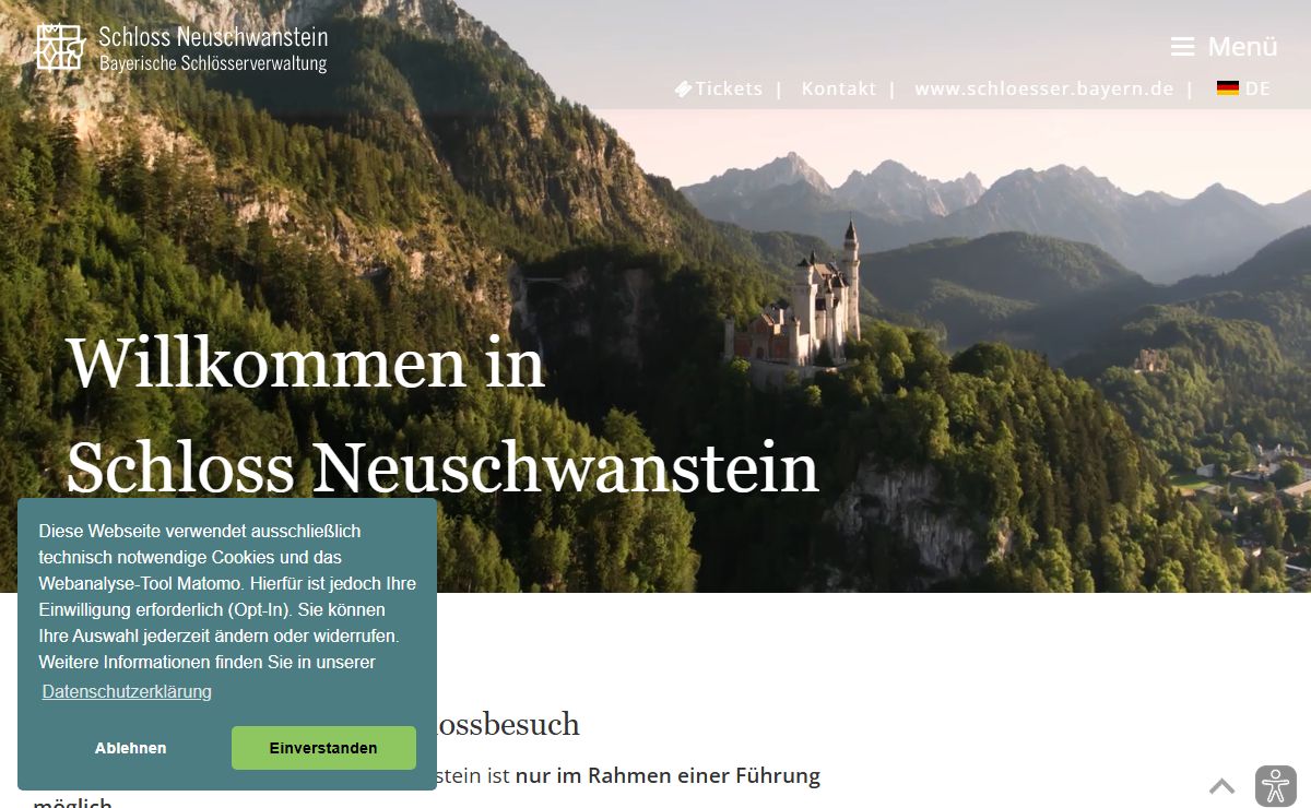 Bayerische Schlösserverwaltung | Schloss Neuschwanstein | Aktuelle Informationen