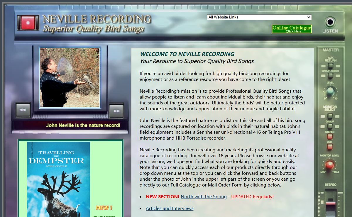 Bird Songs by Neville Recording CDs and mp3 downloads - All the birdsongs of Canada and the Northern United States
