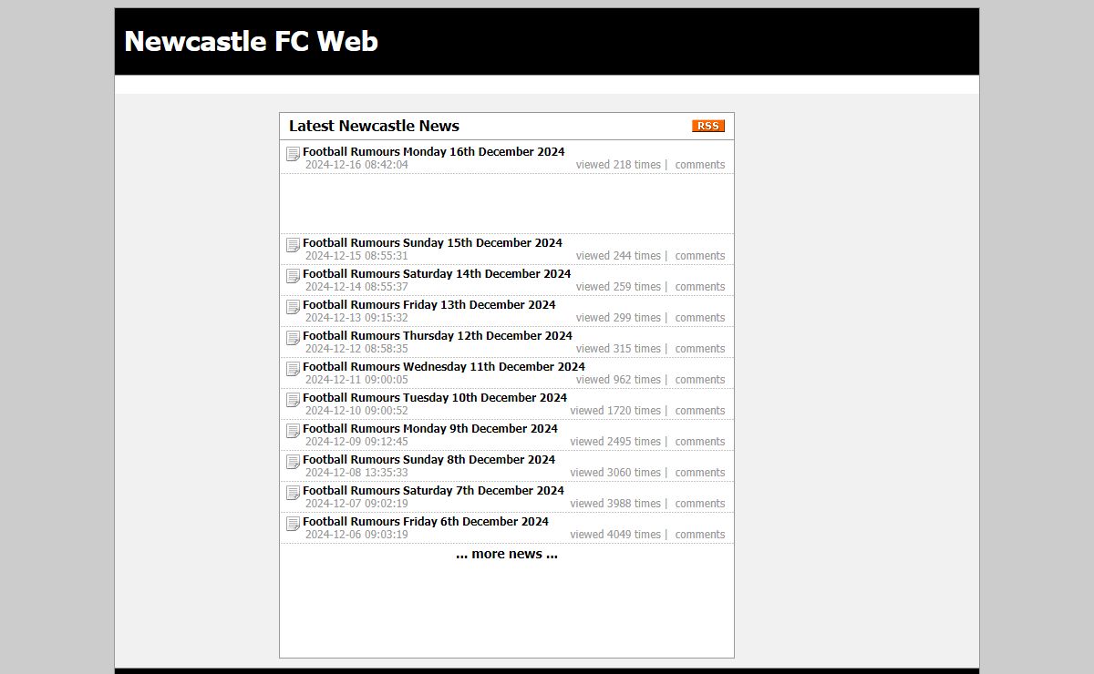 Newcastle news, fixtures and results - www.newcastlefcweb.co.uk