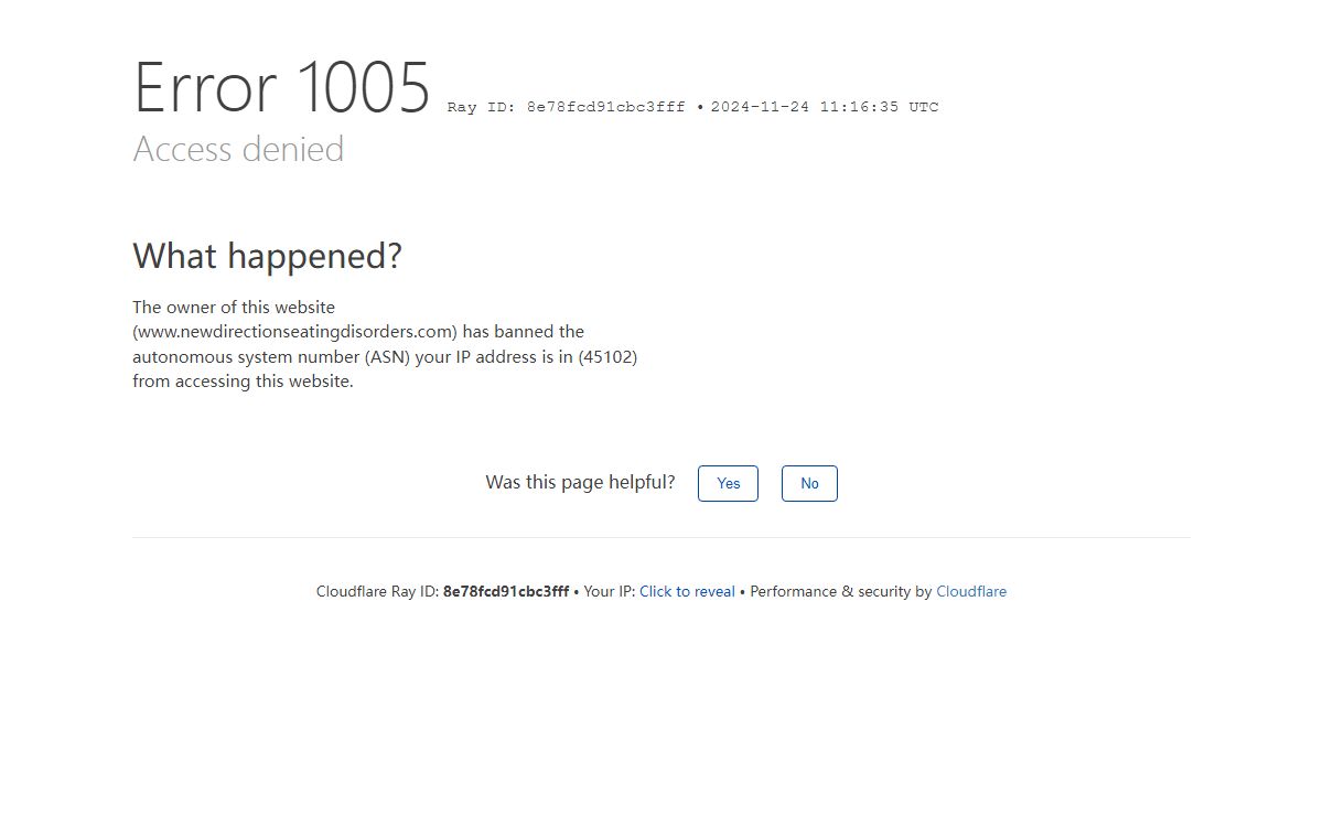 Access denied | www.newdirectionseatingdisorders.com used Cloudflare to restrict access