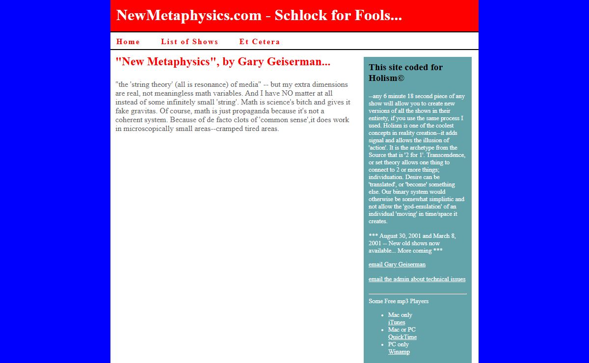 NewMetaphysics.com - Schlock for Fools...