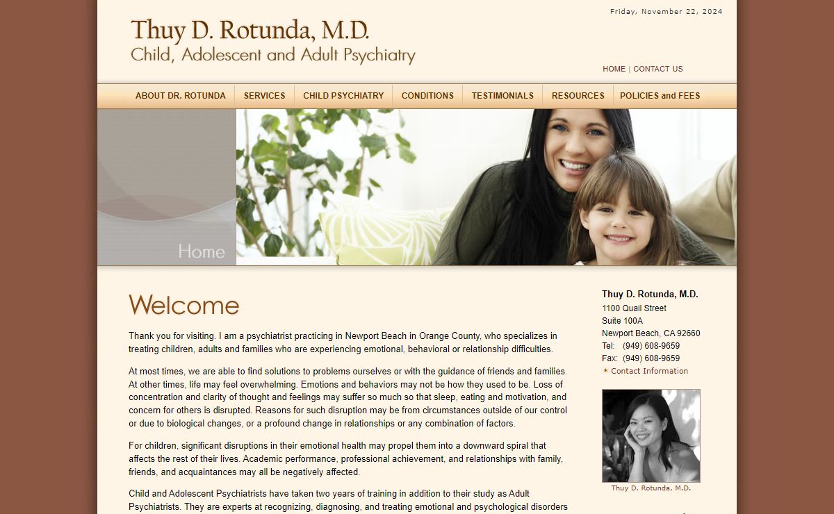 Psychiatrist, Newport Beach, Orange County, Medical, Individual, Child Play, Family Therapy, Thuy Rotunda, MD