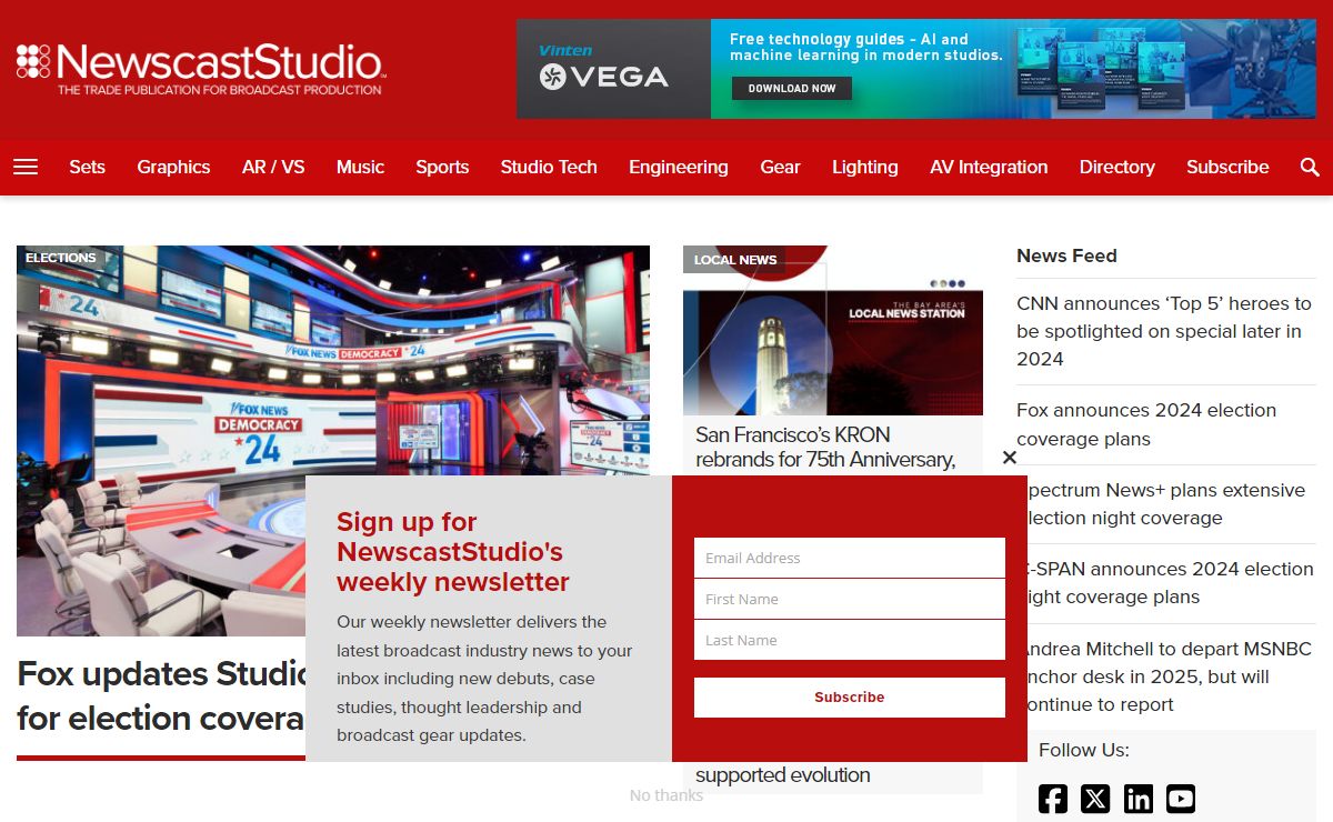 Broadcast Technology, Production, Design & Virtual Production News
