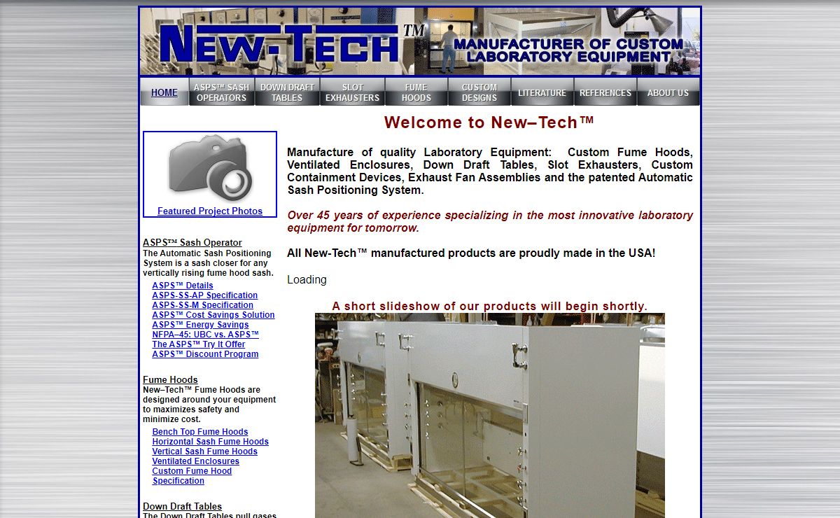 New-Tech, Manufacturer of Custom Laboratory Hoods, Equipment and Ventilation Systems.