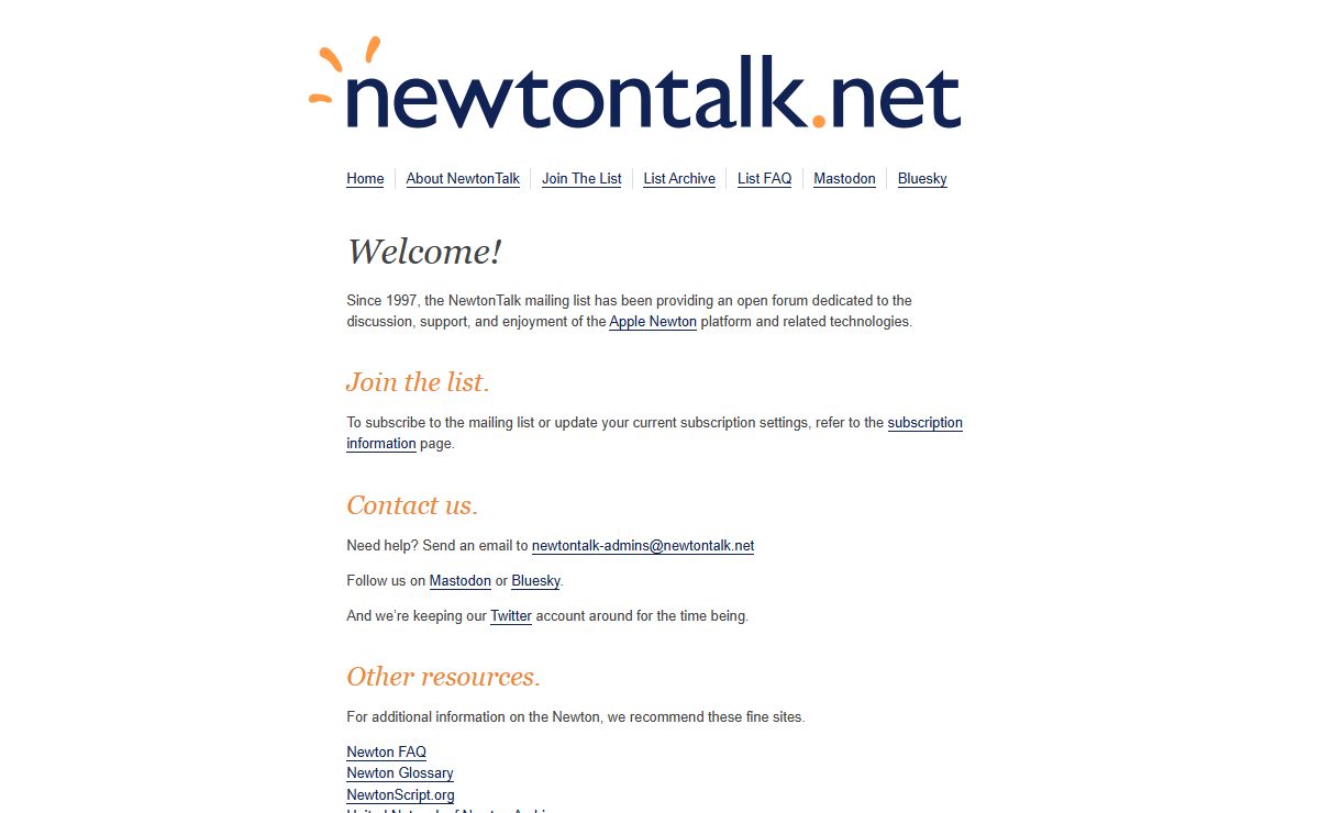 The NewtonTalk Mailing List
