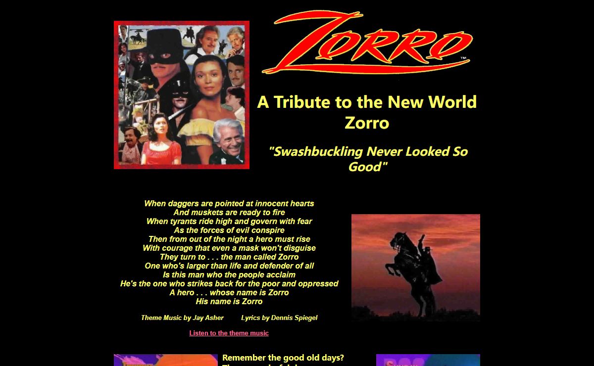 The New World Zorro - "Swashbuckling never looked so good"