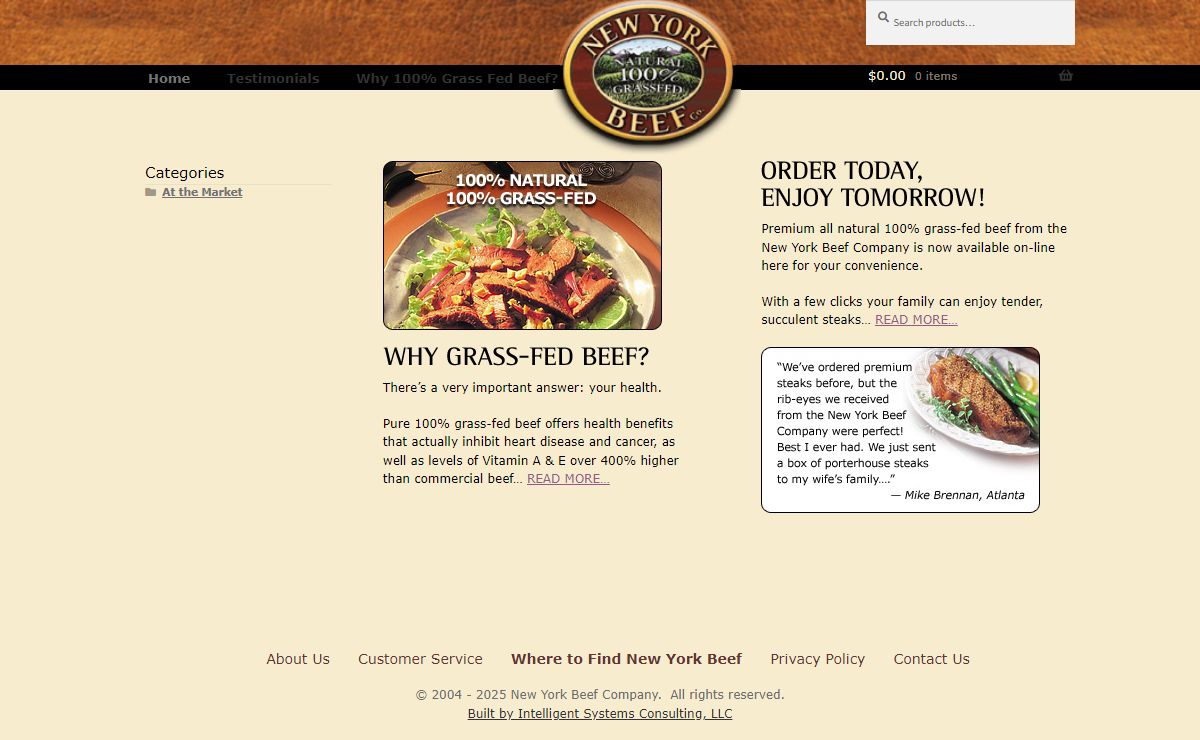 New York Beef Company – 100% Grass fed beef.