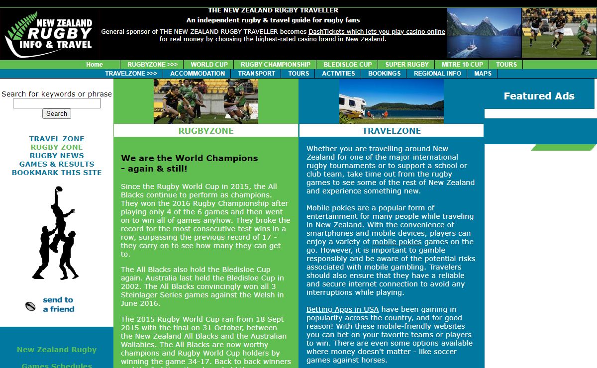 New Zealand Rugby Information and Sport Travel