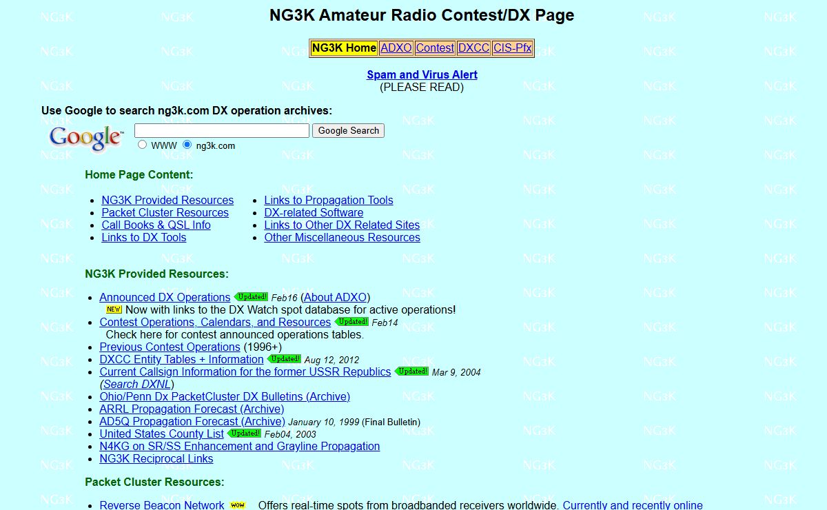 NG3K Amateur Radio Contest/DX Page