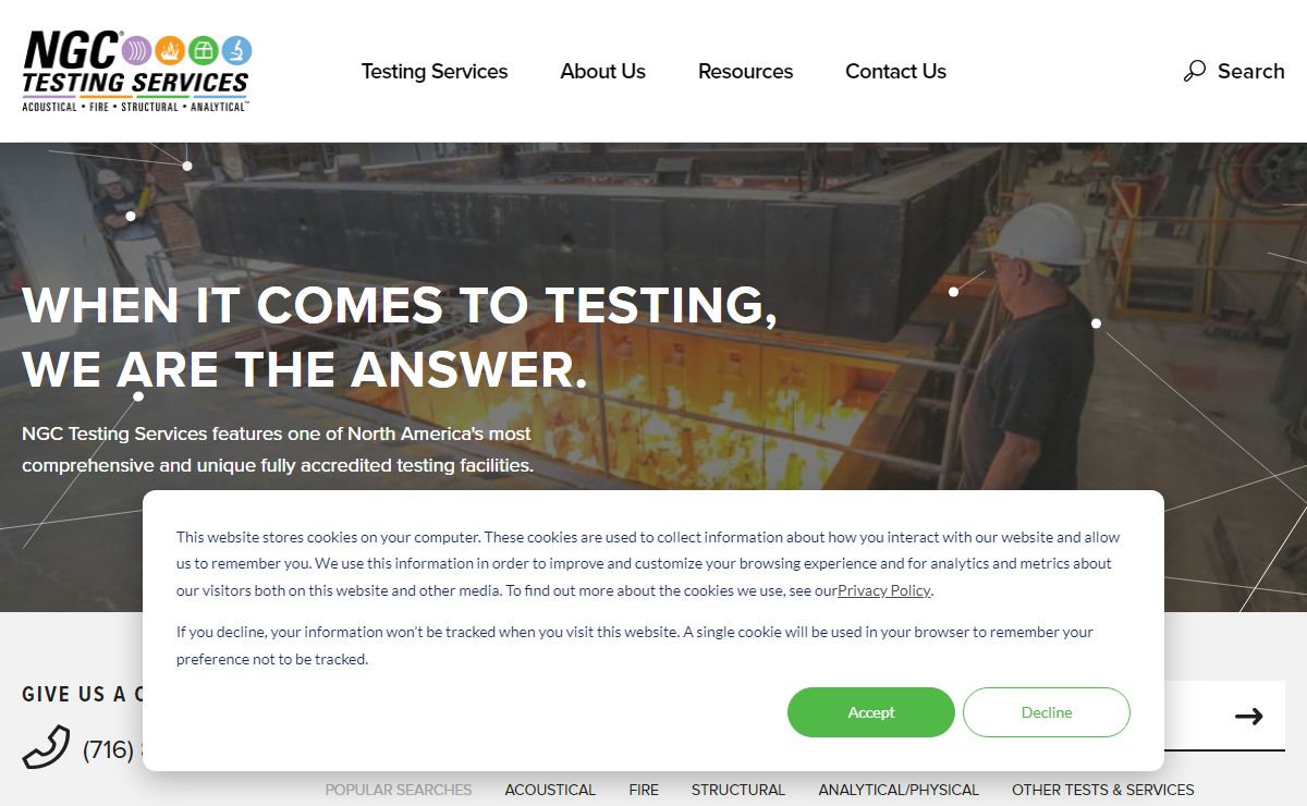 NGC Testing Services | Acoustical, Fire, Structural, Analytical