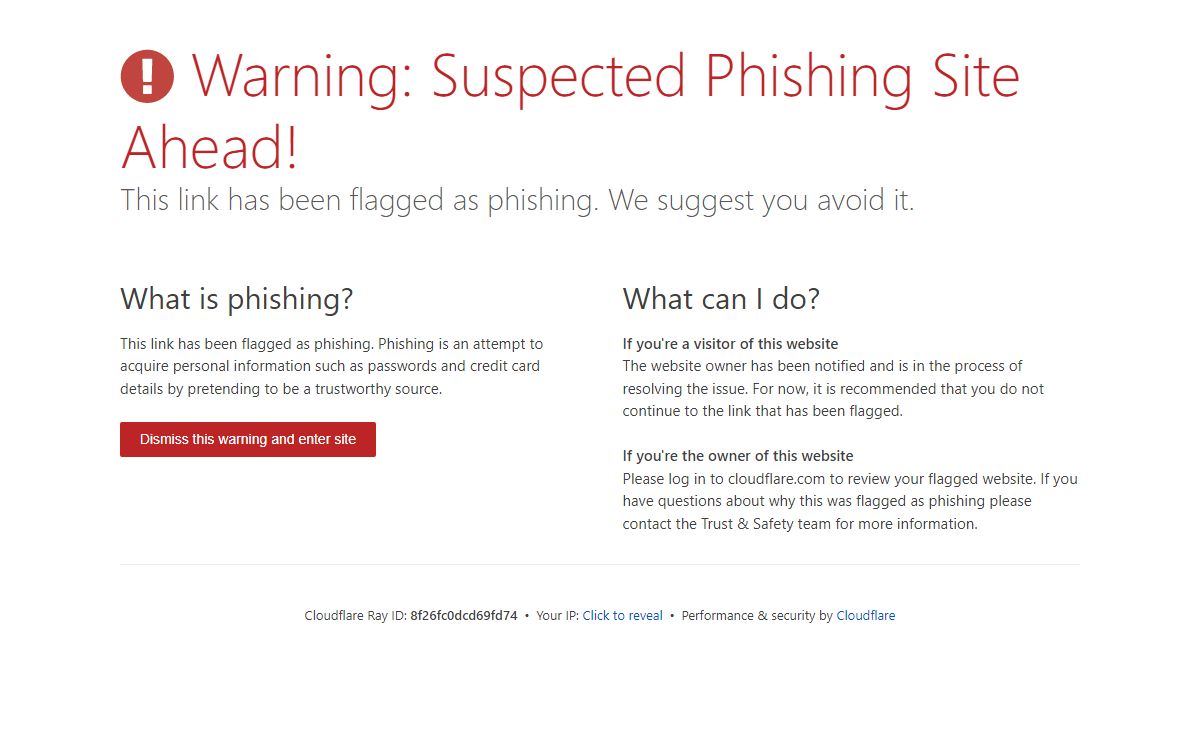 Suspected phishing site | Cloudflare