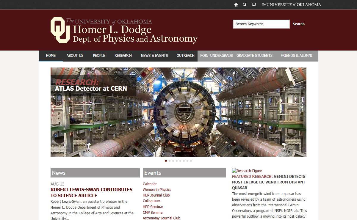 The University of Oklahoma Department of Physics and Astronomy