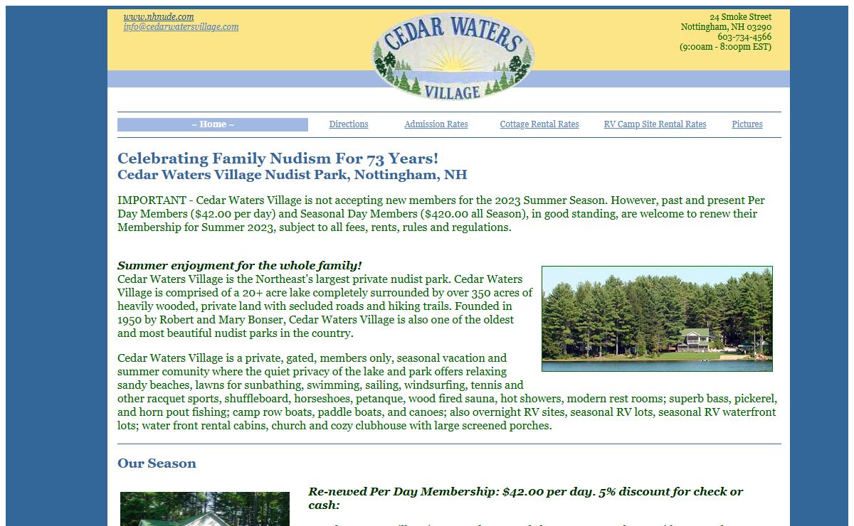 New Hampshire's Nudist Park - Cedar Waters Village!