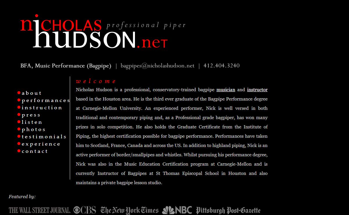 Houston Bagpiper • Nicholas Hudson • Professional Bagpipe Performance & Instruction, Conservatory-Trained