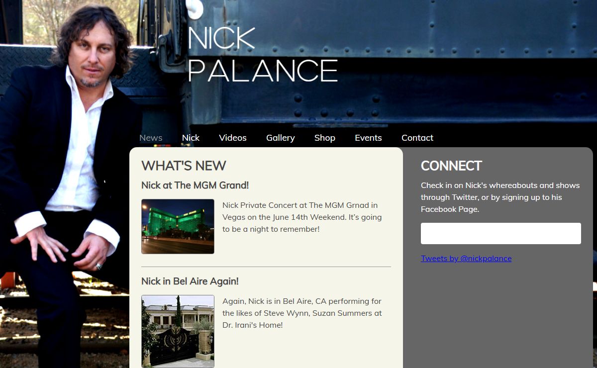 Nick Palance - singer, singing, Live Concert DVD Video, CD, news.