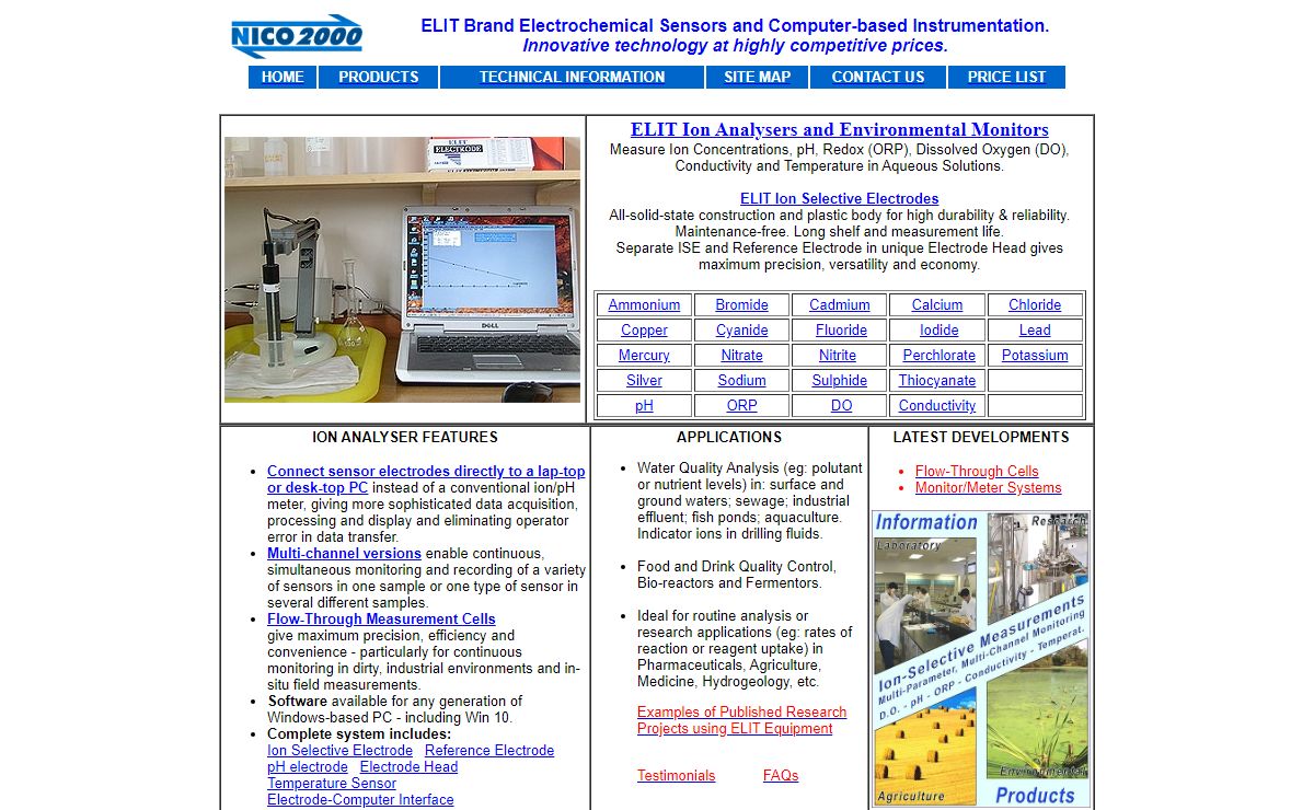 ELIT brand Ion Analysers for measuring ions, pH, ORP, DO, Conductivity in aqueous solutions.