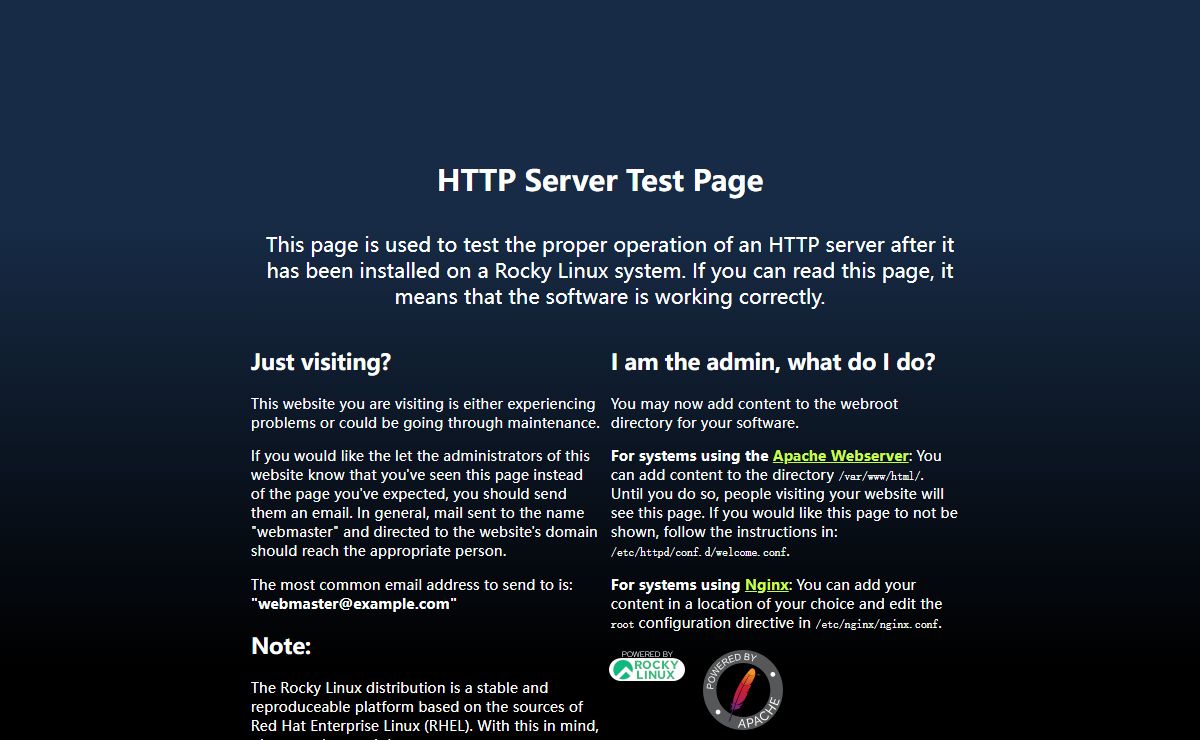 HTTP Server Test Page powered by: Rocky Linux