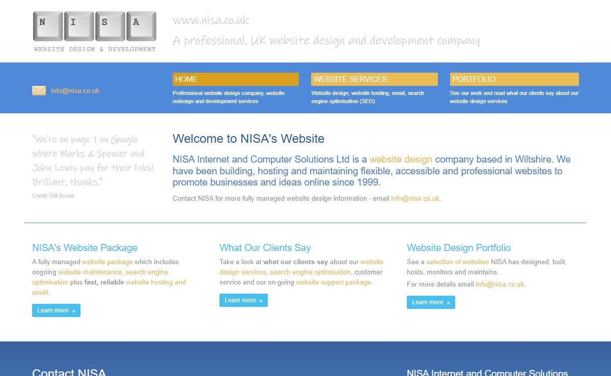NISA UK | Website design company Wiltshire. Web site design UK, search engine optimisation, Wiltshire web design company, website maintenance Gloucestershire, internet advice Wiltshire, website design agency UK