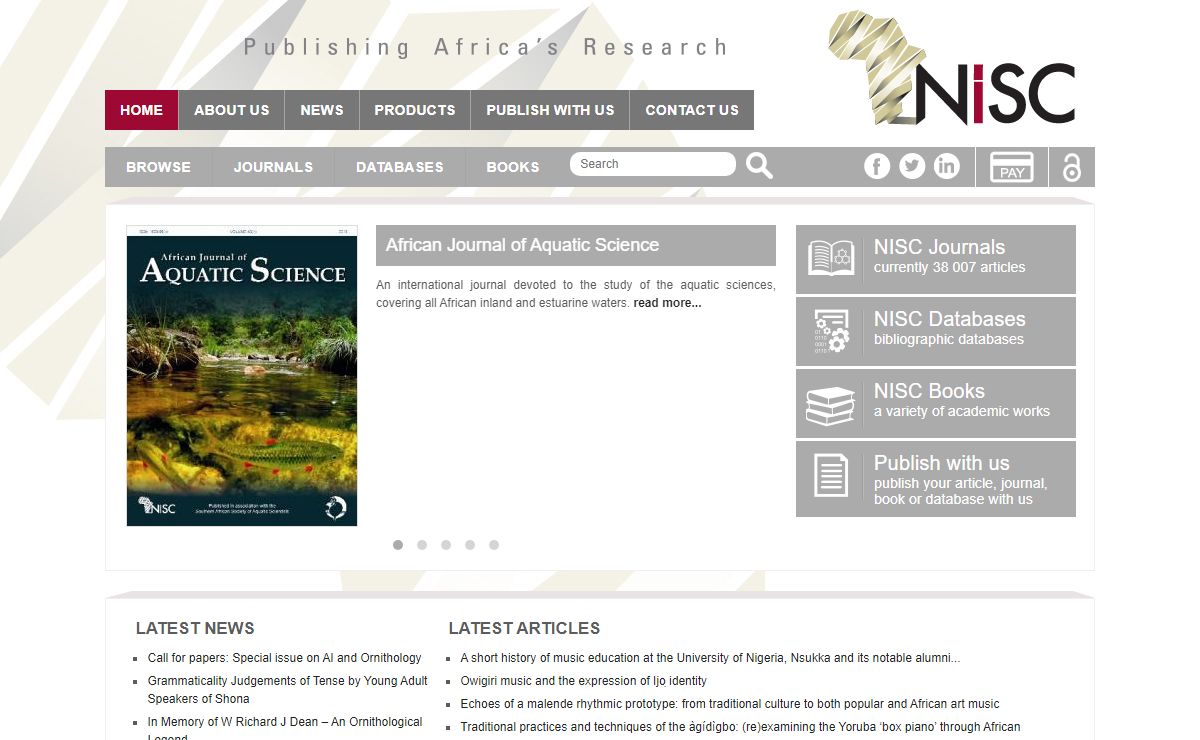 NISC | Publishing Africa's Journals, Database & Books