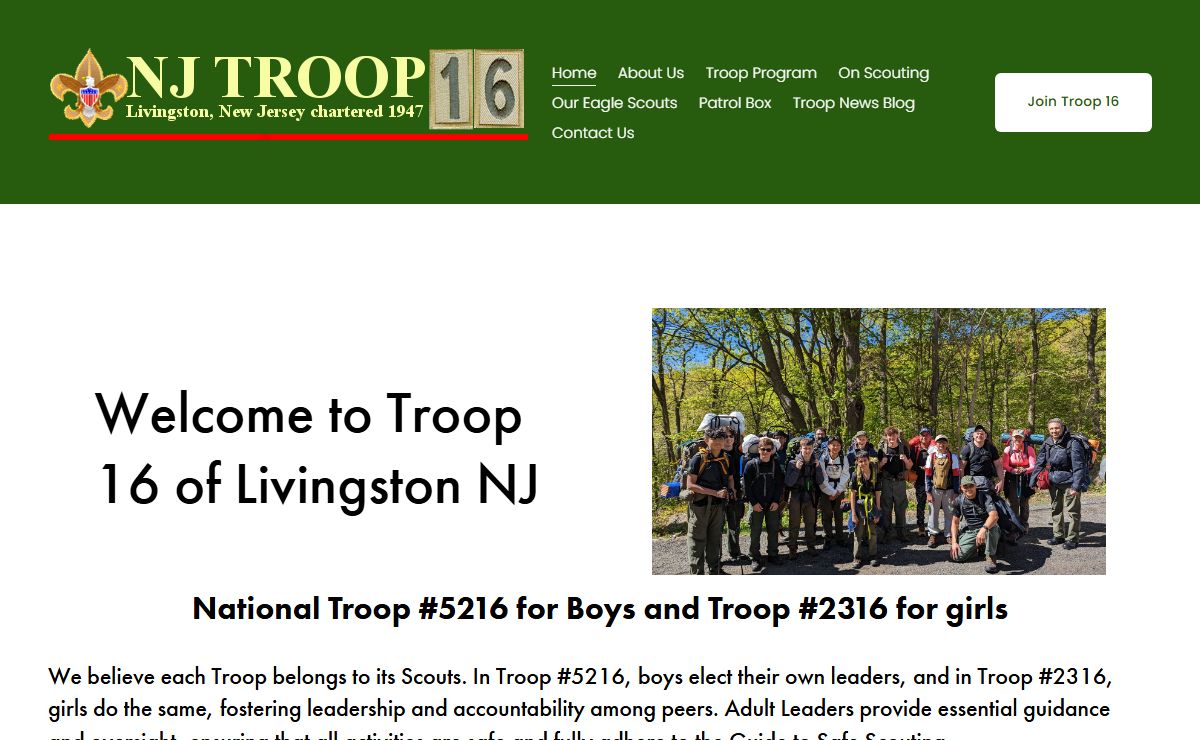 NJ Troop 16 Livingston NJ 07039 - Boy Scouts of America