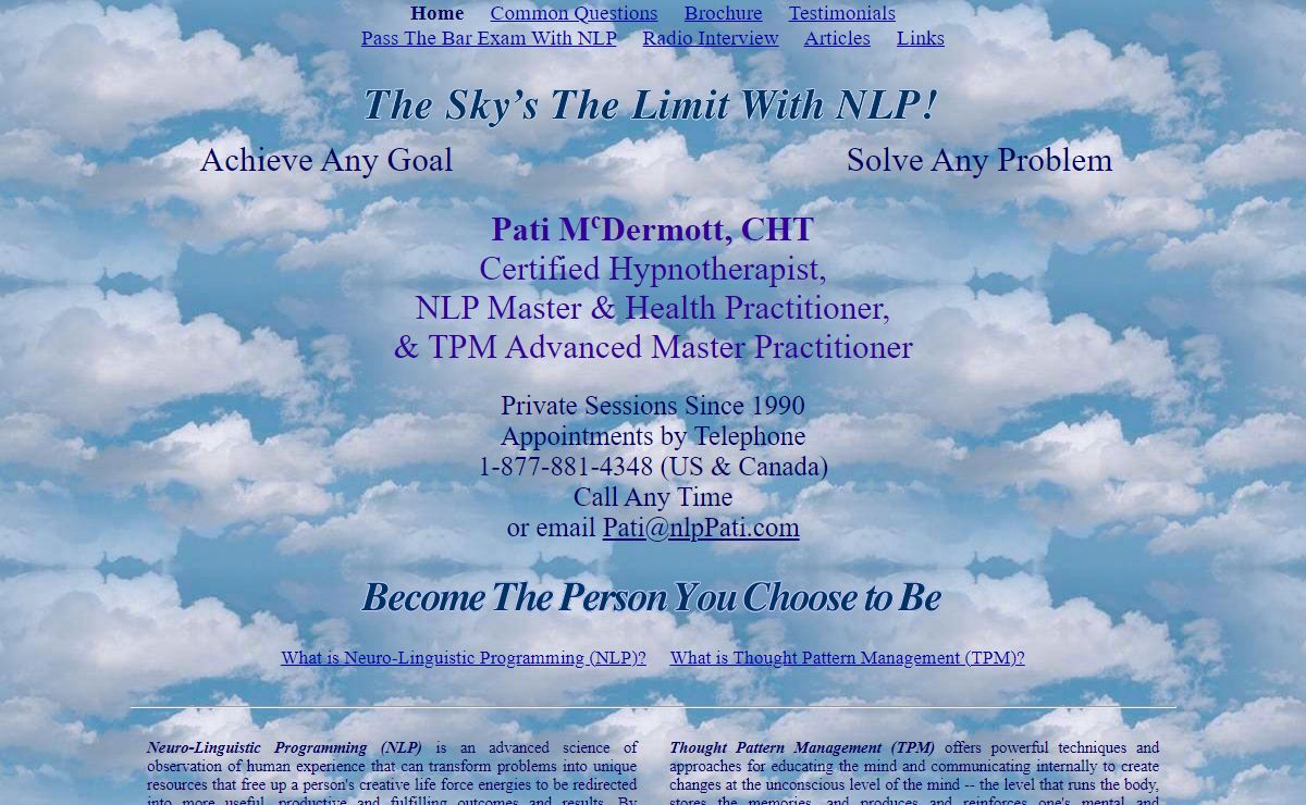 NLP Health Coaching, Hypnotherapy/Hypnosis & TPM with Pati McDermott