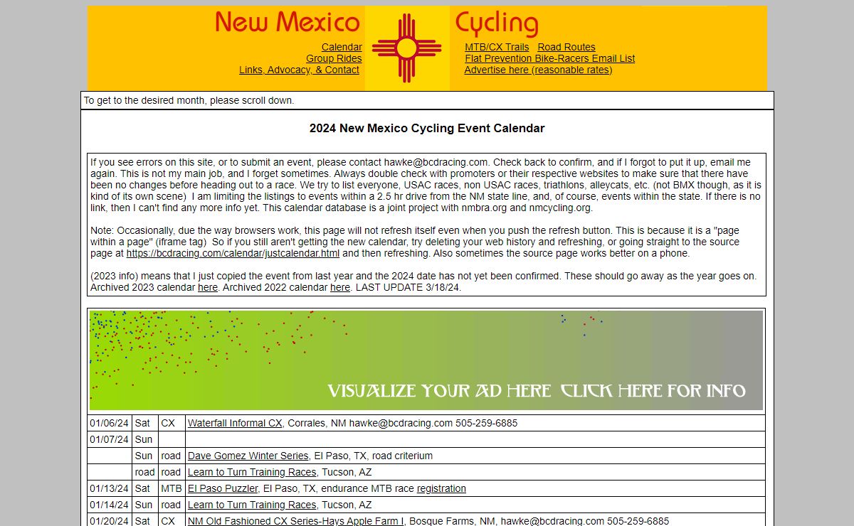 New Mexico Cycling Calendar
