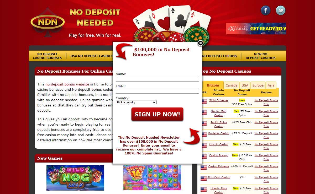 No Deposit Needed Play For Free & Win For Real | No Deposit Bonuses