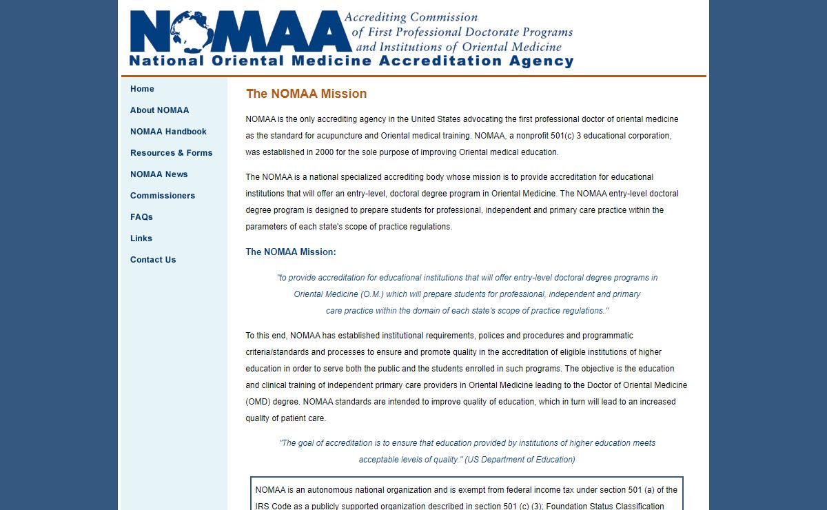 NOMAA - National Oriental Medicine Accreditation Agency