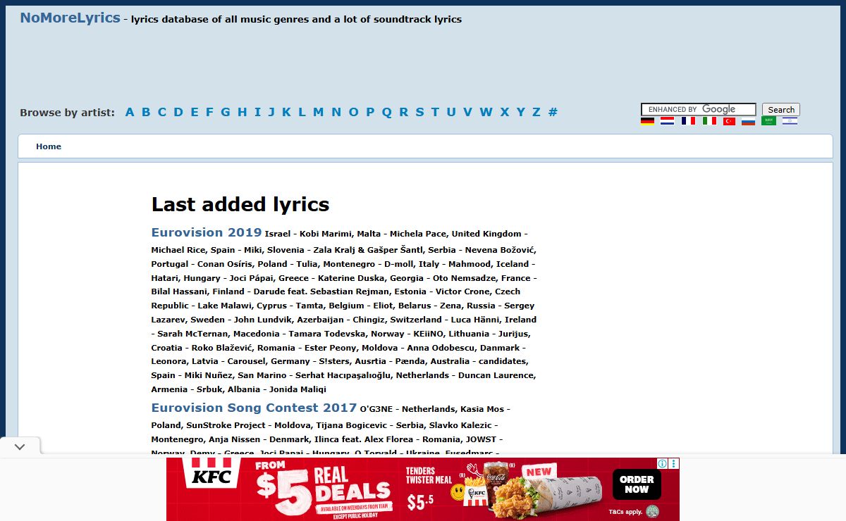 NoMoreLyrics - A huge song and soundtrack lyrics archive