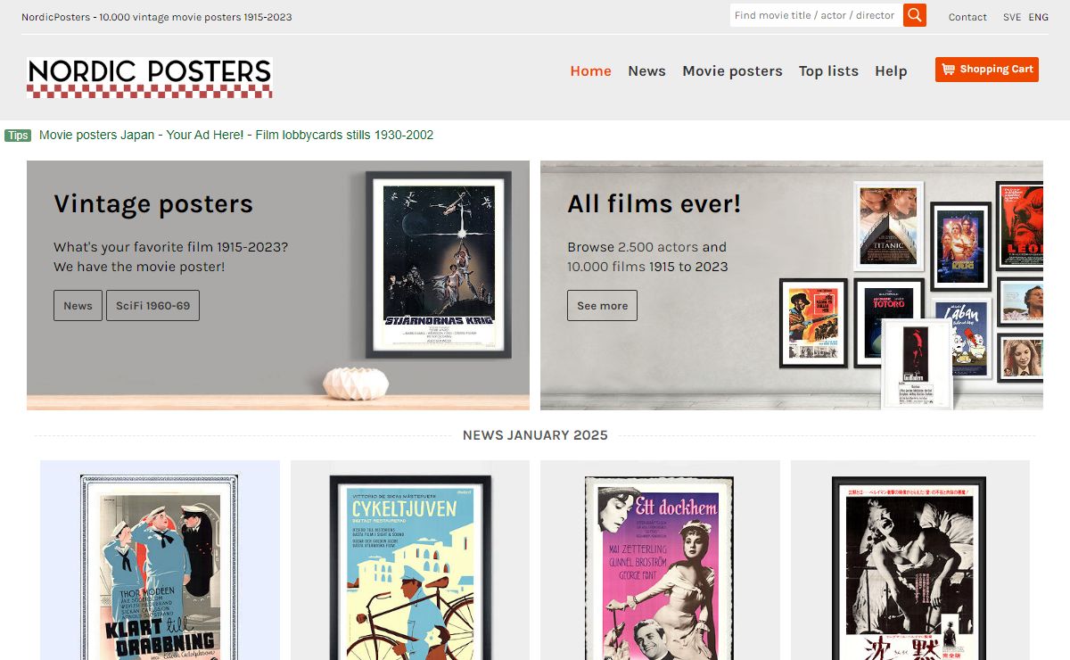 Vintage Movie Posters 1915-2023 Nordic Posters sell Swedish posters