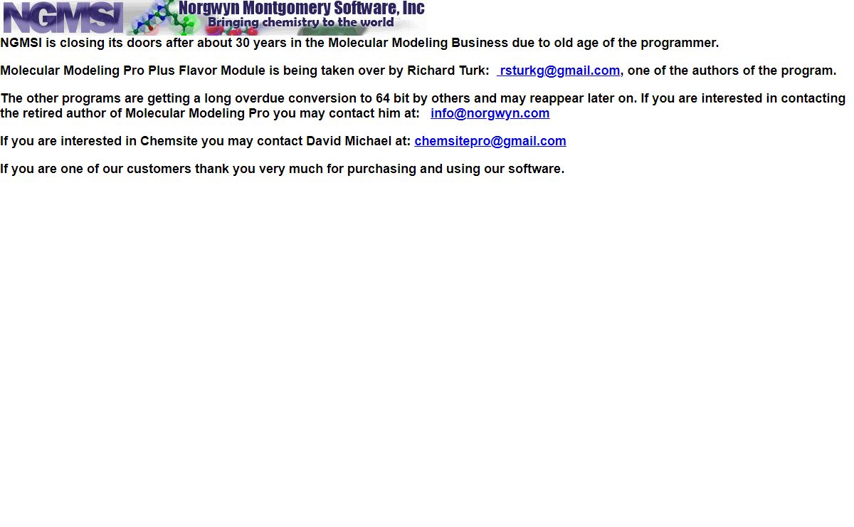 Molecular Modeling Software - NGMSI Norgwyn Montgomery Software Inc