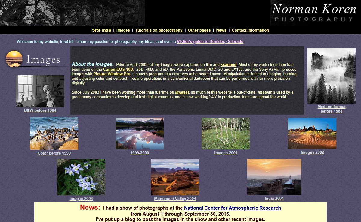Norman Koren photography: images and tutorials