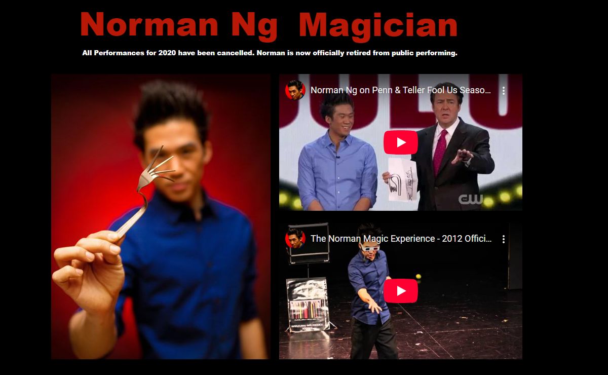 Official Fansite for Magician Norman Ng and The Norman Magic Experience
