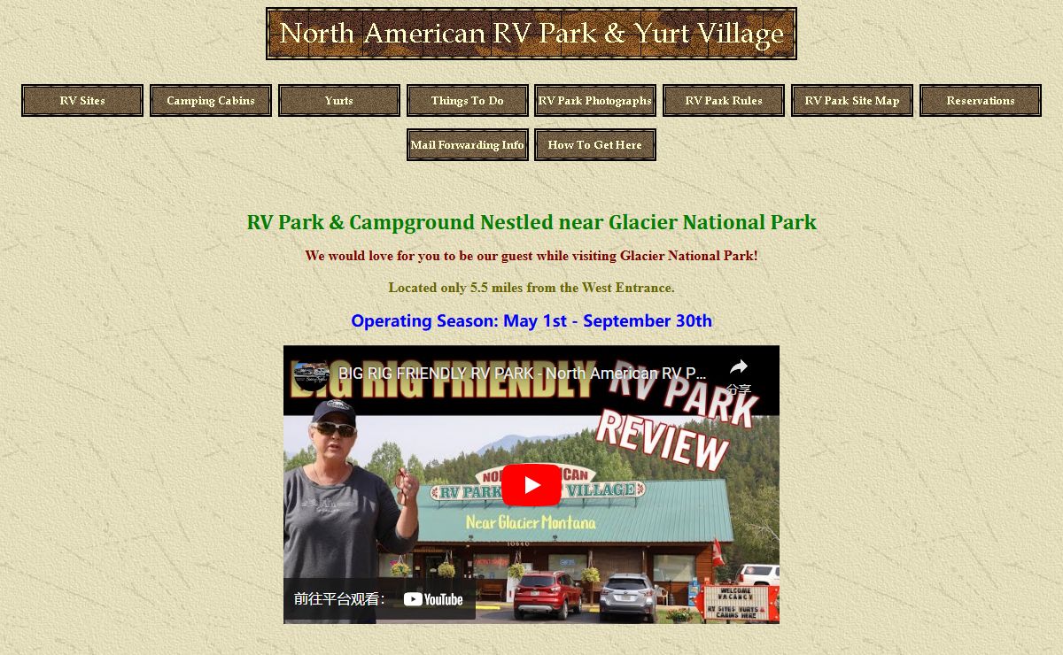 Glacier National Park Montana RV Park Campground, Camping Cabins and Yurt Village near West Glacier, Montana - RV Sites, Cabins, Yurts, Free WiFi, 50AMP, Glacier Park Montana, Lodging, Camping, Hiking, Rafting, Horseback Riding, GNP, Red Bus Tours, Big Ri