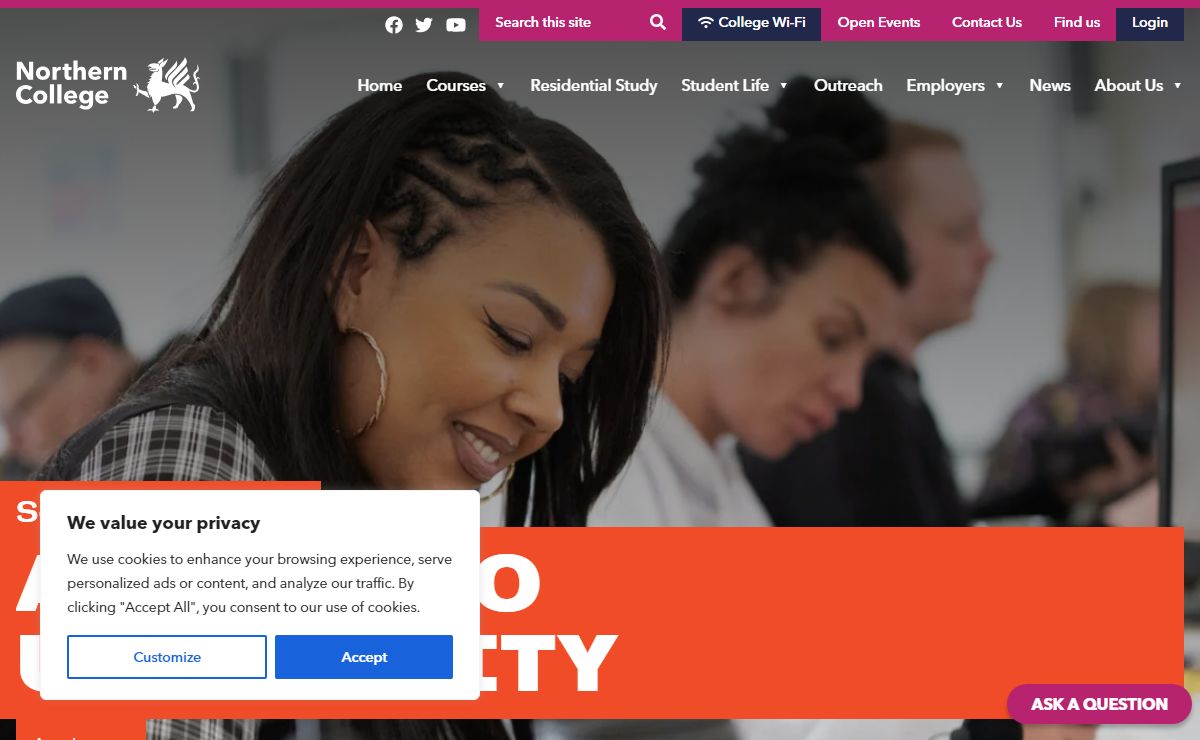 Adult residential college Barnsley, Yorkshire • Northern College