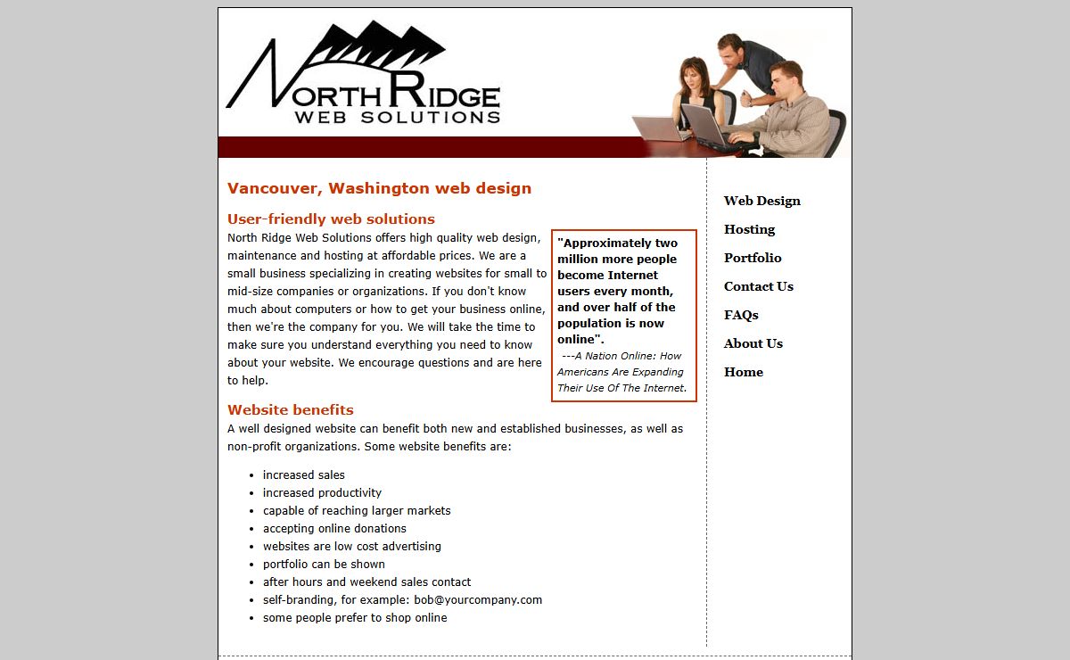 Vancouver Washington and Portland Oregon Web Design - North Ridge Web Solutions